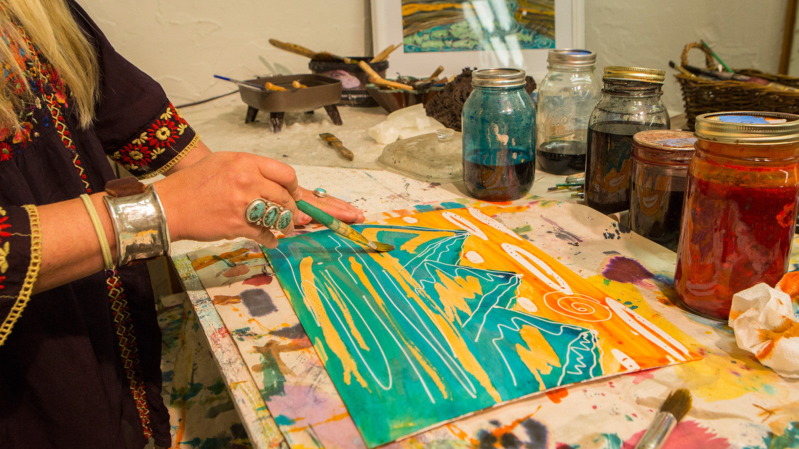 Load video: Abby Paffrath in her studio in Jackson Hole Wyoming