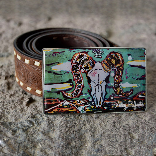 Big Horn Belt Buckle - Art 4 All Hats & Artwork by Abby Paffrath