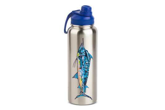 Blue Marlin 40 oz. Water Bottle - Art 4 All Hats & Artwork by Abby Paffrath