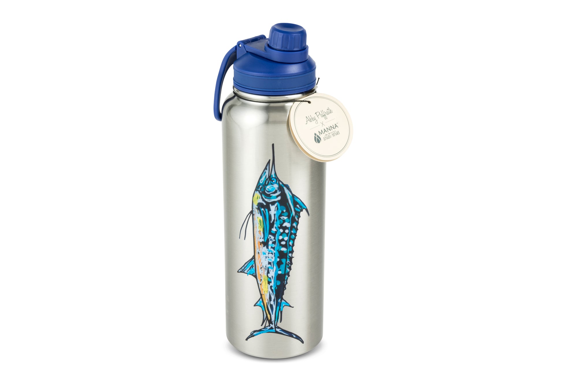 Blue Marlin 40 oz. Water Bottle - Art 4 All Hats & Artwork by Abby Paffrath