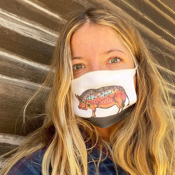 Hog Brown Face Mask - Art 4 All Hats & Artwork by Abby Paffrath