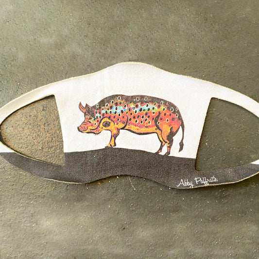 Hog Brown Face Mask - Art 4 All Hats & Artwork by Abby Paffrath