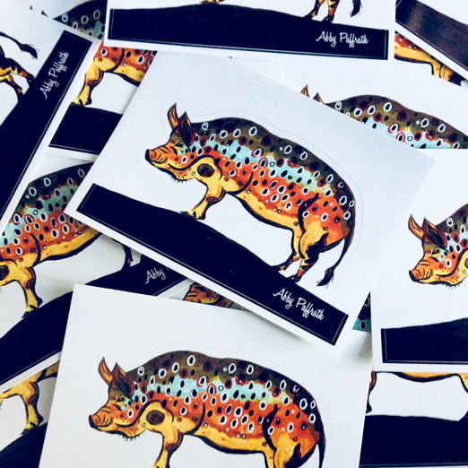 Hog Brown Sticker - Art 4 All Hats & Artwork by Abby Paffrath