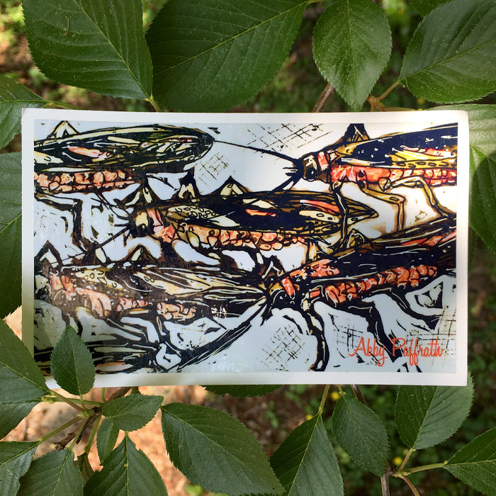 Salmon Fly Sticker - Art 4 All Hats & Artwork by Abby Paffrath