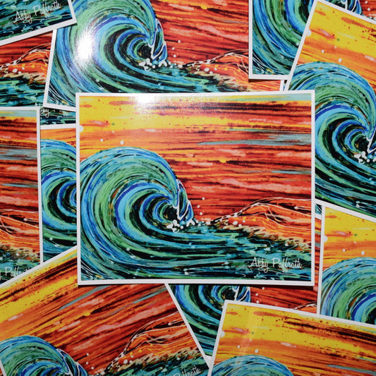 Sunset Surf Sticker - Art 4 All Hats & Artwork by Abby Paffrath