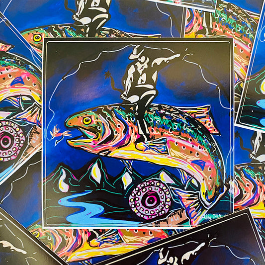 Trout Rodeo Sticker - Art 4 All Hats & Artwork by Abby Paffrath