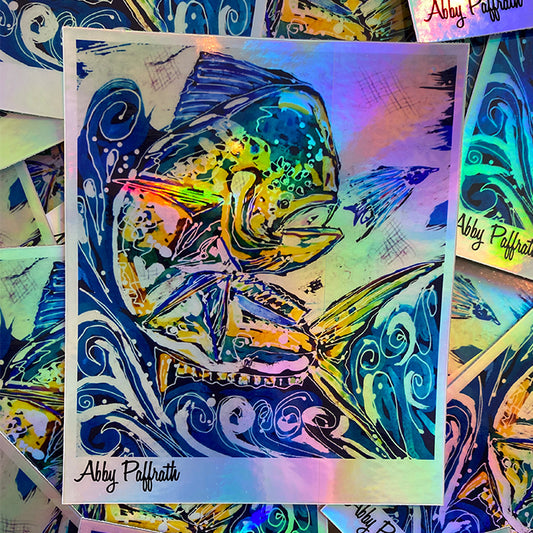 Mahi Mahi Holographic Sticker - Art 4 All Hats & Artwork by Abby Paffrath
