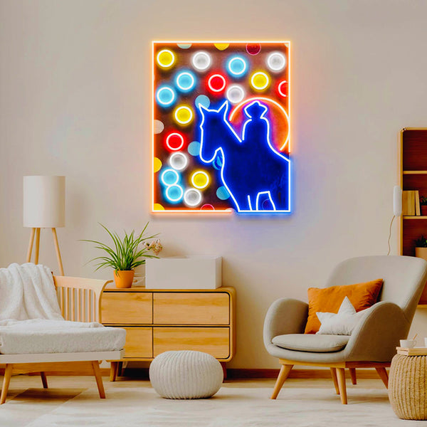 Neon Art - Blue Shadow Cowboy - Art 4 All Hats & Artwork by Abby Paffrath