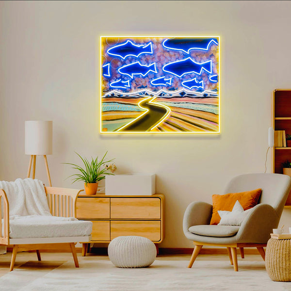 Neon Art - Trout Dreams - Art 4 All Hats & Artwork by Abby Paffrath