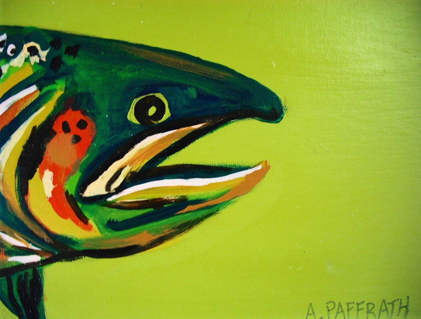Green Trout Head Original artwork by Abby Paffrath Art 4 All