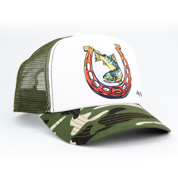 Lucky Fishing Hat Artist series trucker hat by Abby Paffrath Art 4 All