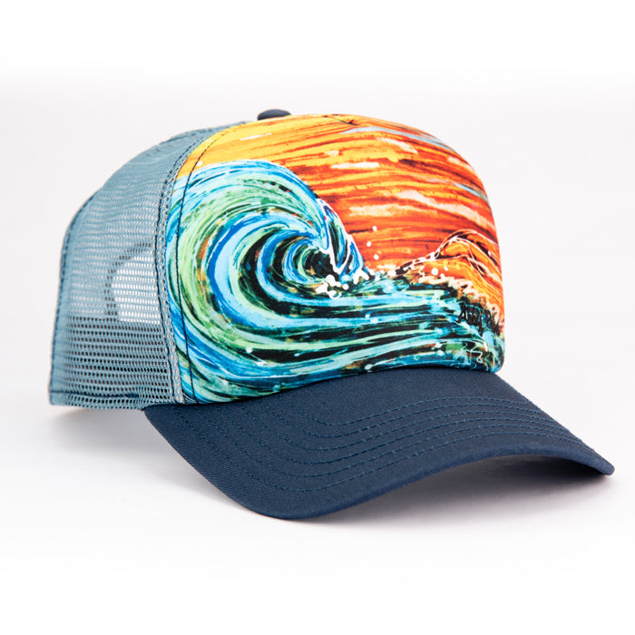 Sunset Surf Artist series trucker hat by Abby Paffrath Art 4 All
