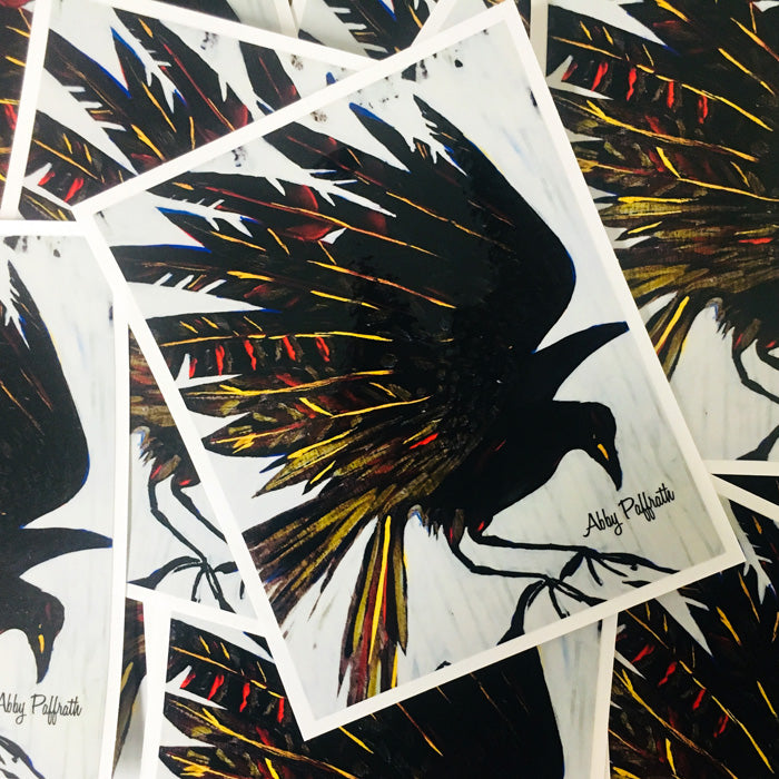 Ravens Landing Vinyl Sticker by Abby Paffrath Art 4 All