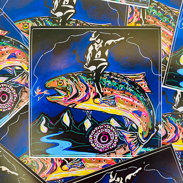 Trout Rodeo Sticker - Art 4 All Hats & Artwork by Abby Paffrath